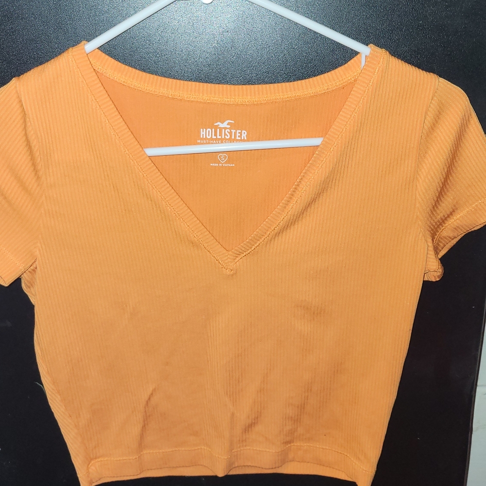 Hollister Orange Crop T-Shirt Short Sleeve Fitted